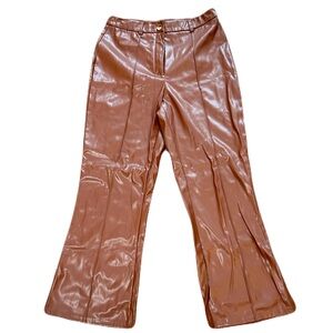 SHEIN Brown Faux Leather Pants High Waist XL
